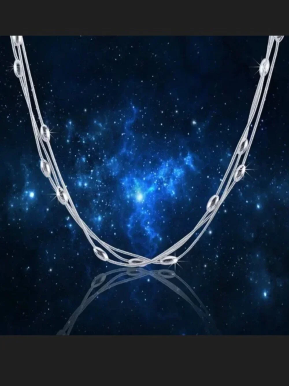 Silver Necklace for Women Charms Beads Luxury Fashion